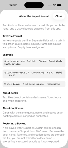 Import format